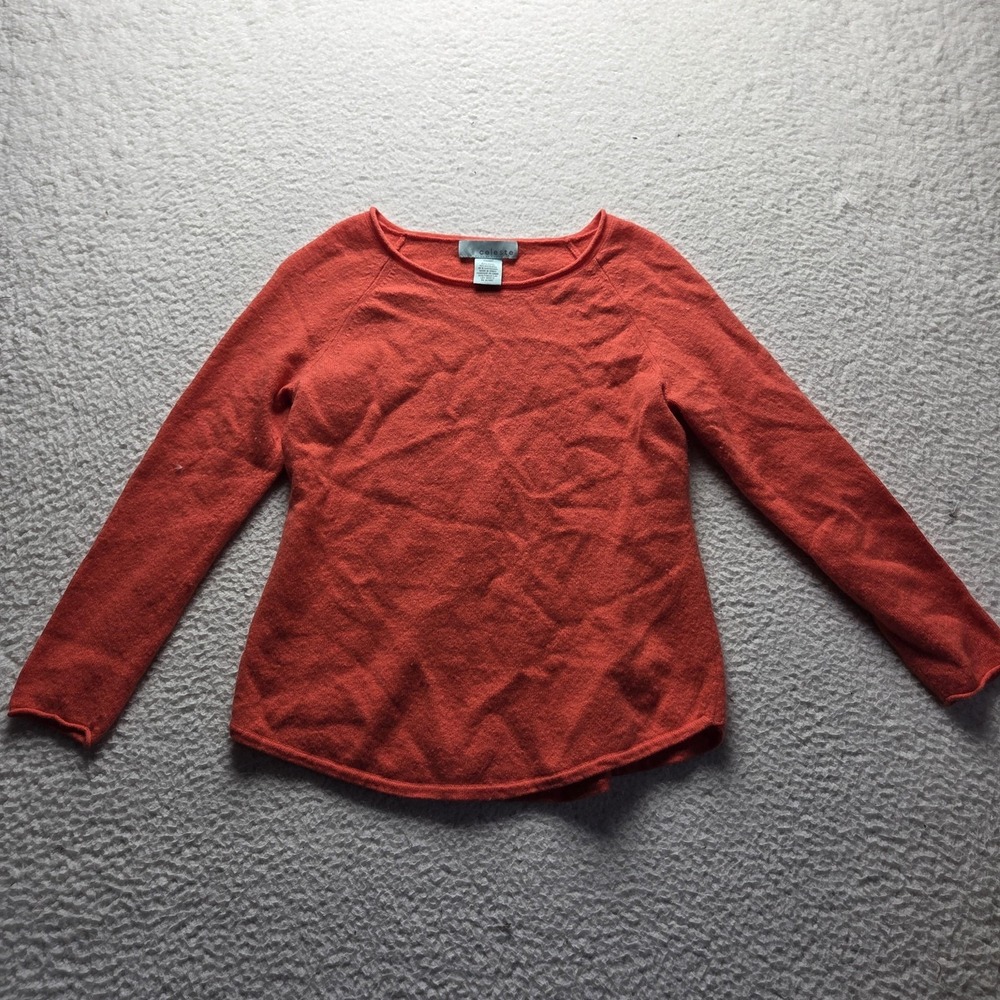 Celeste Sweater Womens Large Orange Scoop Neck Wool Cashmere Raglan Pullover